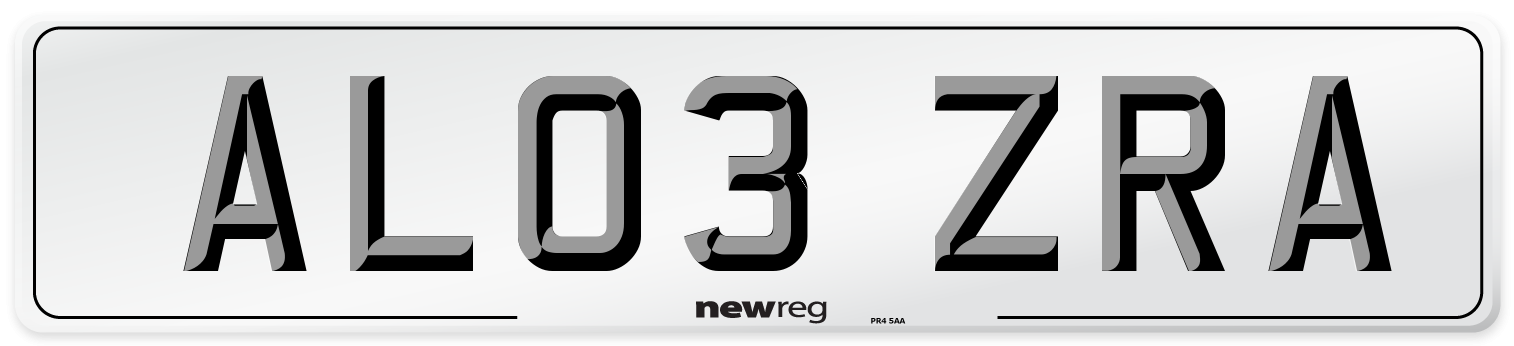 AL03 ZRA Number Plate from New Reg